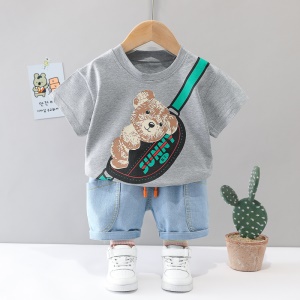 Ensemble t shirt + short en jean pour enfant