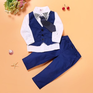Ensemble chemise avec cravate+pantalon+gilet pour garçon
