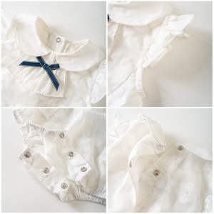 Combinaison blanche légère pour bébé fille bouton de fermeture bas à pression