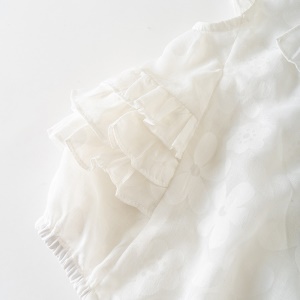 Combinaison blanche légère pour bébé fille bouton de fermeture bas à pression