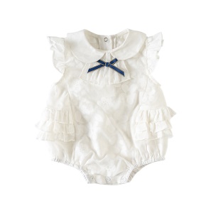 Combinaison blanche légère pour bébé fille bouton de fermeture bas à pression