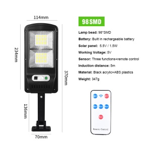 Lampe solaire d'extérieur avec détecteur de mouvement et télécommande