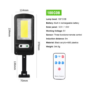 Lampe solaire d'extérieur avec détecteur de mouvement et télécommande