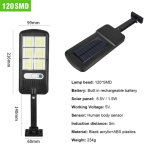 Lampe solaire d'extérieur avec détecteur de mouvement et télécommande