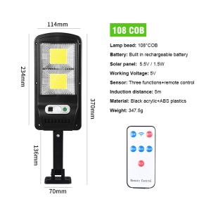 Lampe solaire d'extérieur avec détecteur de mouvement et télécommande