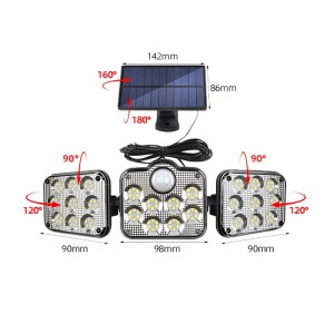 Lampe solaire extérieure à induction humaine grand angle détecteur de mouvement