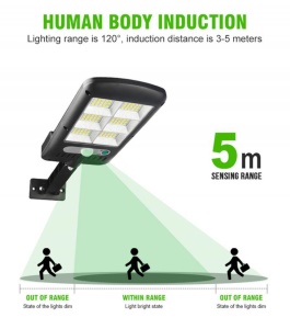 Lampe solaire d'extérieur avec détecteur de mouvement et télécommande