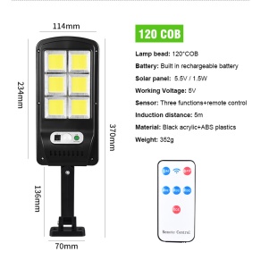Lampe solaire d'extérieur avec détecteur de mouvement et télécommande