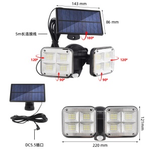 Lampe solaire extérieure à induction humaine grand angle détecteur de mouvement