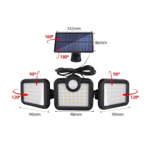 Lampe solaire extérieure à induction humaine grand angle détecteur de mouvement