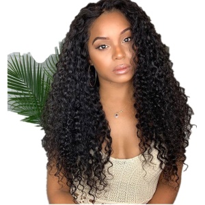 Perruque en fibre synthétique longue avec cheveux bouclés