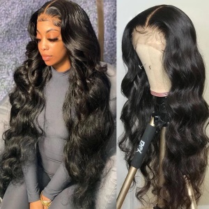 Perruque en fibre synthétique à cheveux ondulés