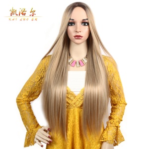 Perruque en fibre synthétique cheveux lisses longs blonds