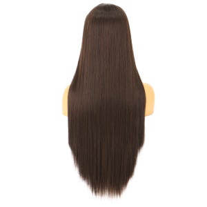 Perruque en fibre synthétique Lisse cheveux longs bruns