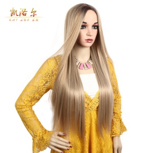 Perruque en fibre synthétique cheveux lisses longs blonds