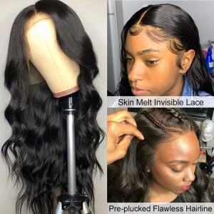 Perruque en fibre synthétique à cheveux ondulés
