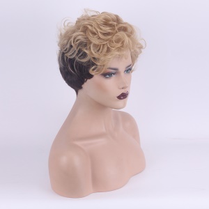 Perruque en fibre synthétique cheveux bouclés courts