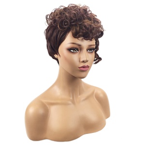 Perruque en fibre synthétique cheveux bouclés courts