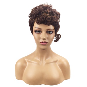 Perruque en fibre synthétique cheveux bouclés courts
