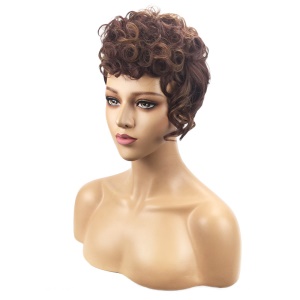 Perruque en fibre synthétique cheveux bouclés courts