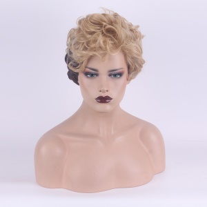 Perruque en fibre synthétique cheveux bouclés courts