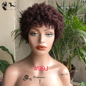 Perruque humaine courte à cheveux bouclés