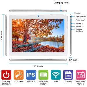 Tablette anddroid de 10,1 pouces avec réseau 4G pour