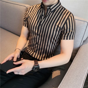 Chemise homme manches courtes à rayures