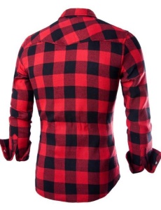 Chemise homme à manches longues, grands carreaux de vichy