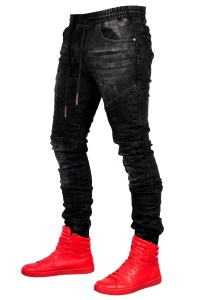 Jean homme stretch taille à gaine et à lacet noir