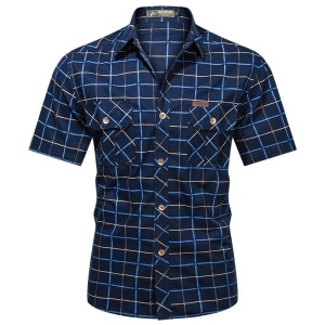 Chemise à carreaux à manches courtes pour hommes