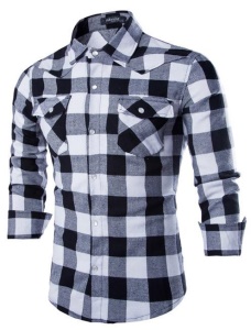 Chemise homme à manches longues, grands carreaux de vichy