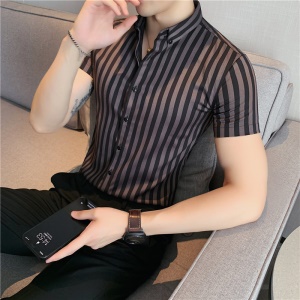 Chemise homme manches courtes à rayures