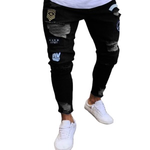 Jeans pour hommes avec broderie trouée
