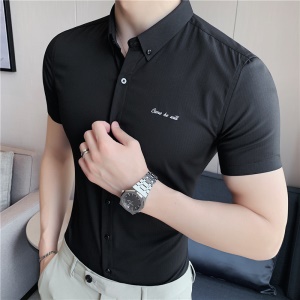 Chemise courte, rayures foncées, manches courtes & manches longues