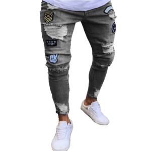 Jeans pour hommes avec broderie trouée