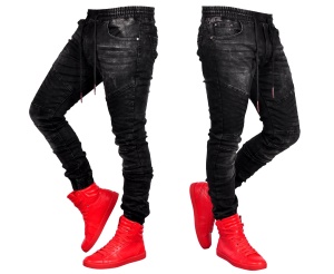 Jean homme stretch taille à gaine et à lacet noir