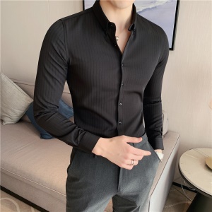 Chemise courte, rayures foncées, manches courtes & manches longues