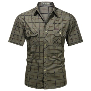 Chemise à carreaux à manches courtes pour hommes