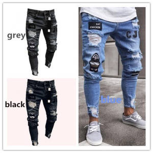 Jeans pour hommes avec broderie trouée