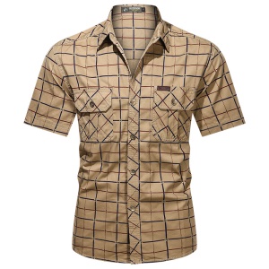 Chemise à carreaux à manches courtes pour hommes