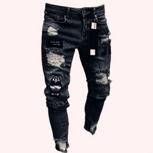 Jeans pour hommes avec broderie trouée