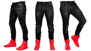 Jean homme stretch taille à gaine et à lacet noir