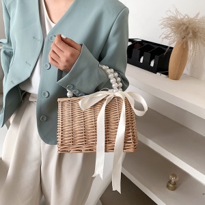 Sac à main pour femme avec ruban de paille