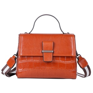 Sac à bandoulière en cuir de vache et motif de crocodile