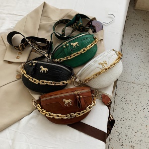 Sac à bandoulière pour femmes avec  motif crocodile, cuir PU et Accessoires de chaîne