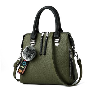Sac à main pour femmes   en cuir avec motif litchi et pendentif
