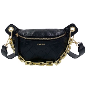 Sac à bandoulière pour femme en cuir avec stripe losange et Accessoires Chaîne