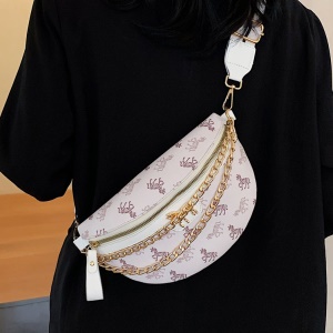 sac à bandoulière et hanche pour femme  semi-circulaire et imprimé avec  accessoires chaîne