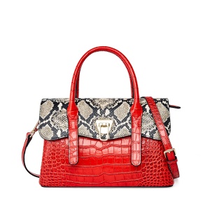 Sac à main pour femmes en  cuir de vache à grande capacité et motif Python